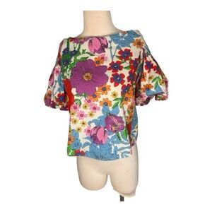 H&M Women's Multi color mod print off the shoulder blouse Size 8